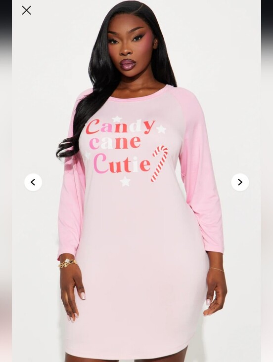 Fashion Nova Other - Fashion Nova Candy Cane Cutie PJ Sleep Shirt - Pink 1X (EUC)